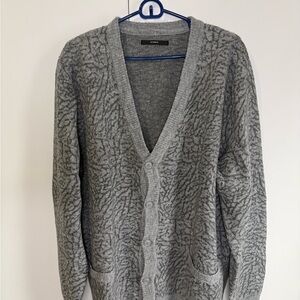 Stampd Men's Patterned Gray Button-Up Cardigan